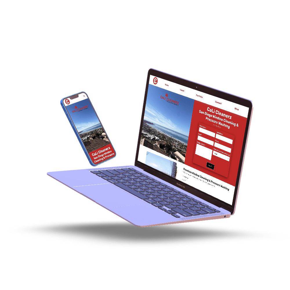 Screenshot of a website built for Cali Cleanerz